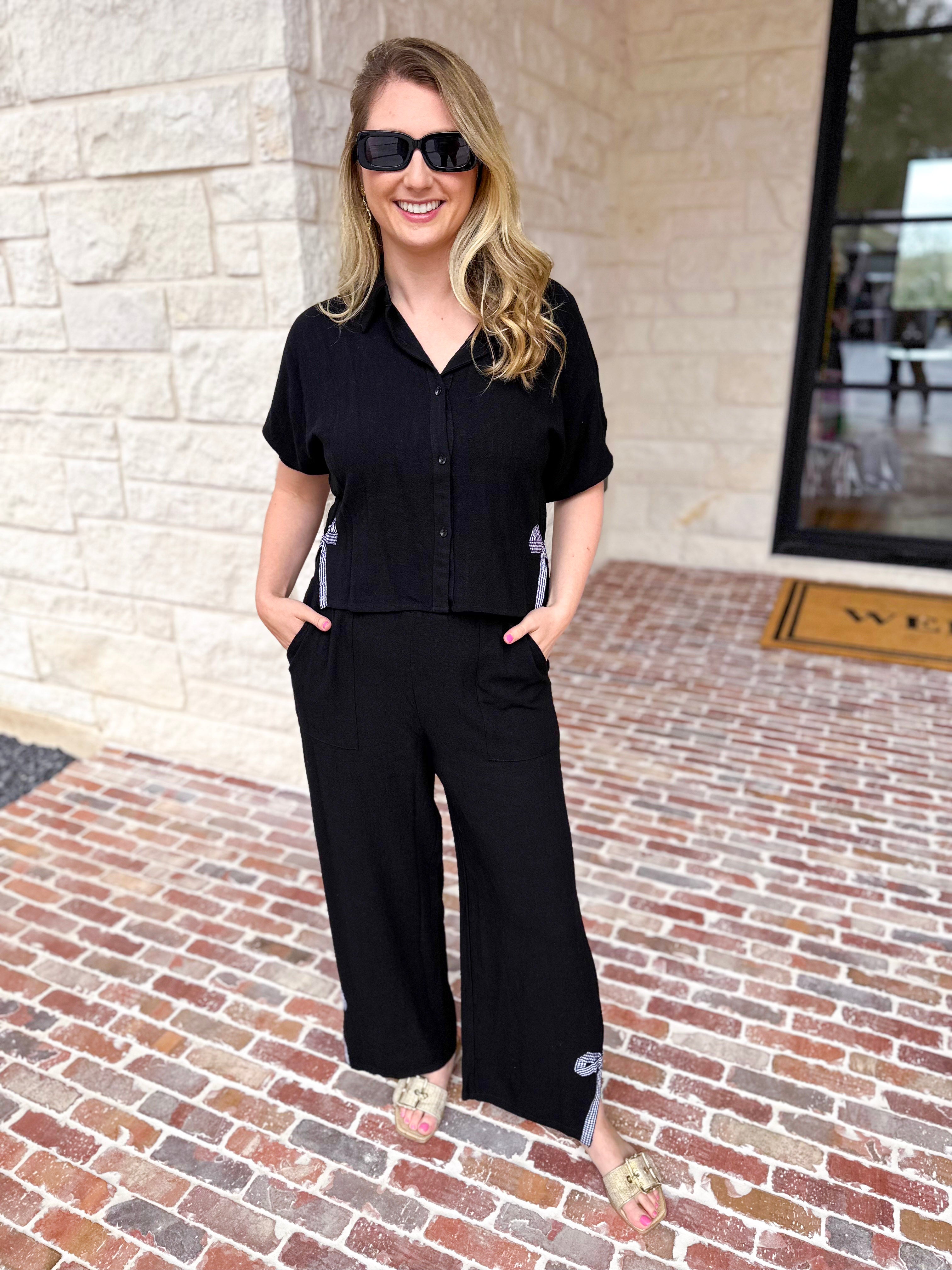 Linen & Gingham Bow Set-500 Midi-ALLIE ROSE-July & June Women's Fashion Boutique Located in San Antonio, Texas