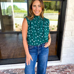 Date Night Polka Dot Top - Green-200 Fashion Blouses-ENTRO-July & June Women's Fashion Boutique Located in San Antonio, Texas