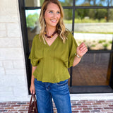 Elevated Chic Top - Martini Olive-200 Fashion Blouses-ENTRO-July & June Women's Fashion Boutique Located in San Antonio, Texas