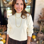 The Daily Mock Neck Sweater - Vanilla Cream-230 Sweaters/Cardis-SKIES ARE BLUE-July & June Women's Fashion Boutique Located in San Antonio, Texas