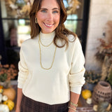 The Daily Mock Neck Sweater - Vanilla Cream-230 Sweaters/Cardis-SKIES ARE BLUE-July & June Women's Fashion Boutique Located in San Antonio, Texas