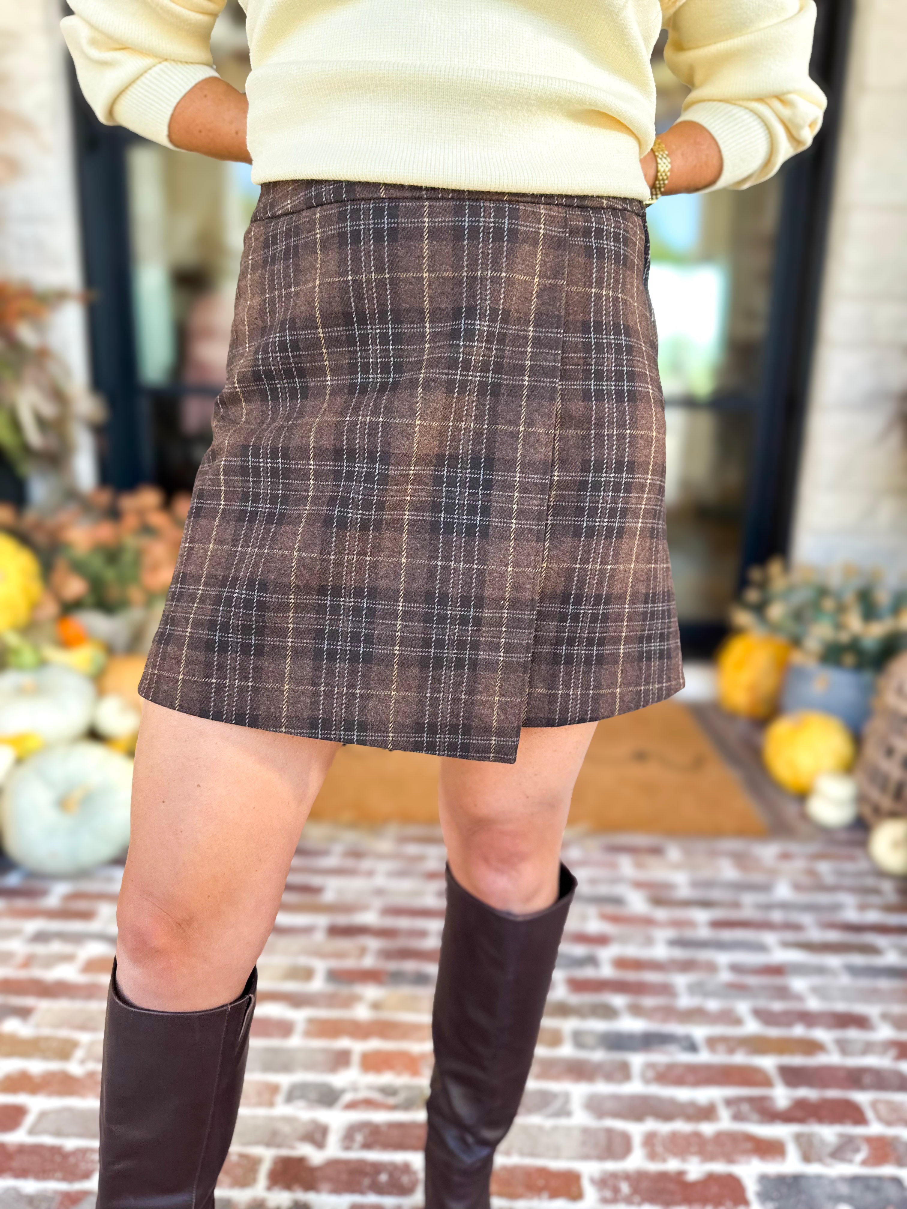 The Remi Plaid Mini Skirt-510 Mini-SKIES ARE BLUE-July & June Women's Fashion Boutique Located in San Antonio, Texas