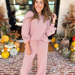 Cozy Time Lounge Set - Ballet Pink-300 Athleisure/Lounge-POLOGRAM-July & June Women's Fashion Boutique Located in San Antonio, Texas