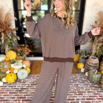 Cozy Time Lounge Set - Chocolate Cream-300 Athleisure/Lounge-POLOGRAM-July & June Women's Fashion Boutique Located in San Antonio, Texas