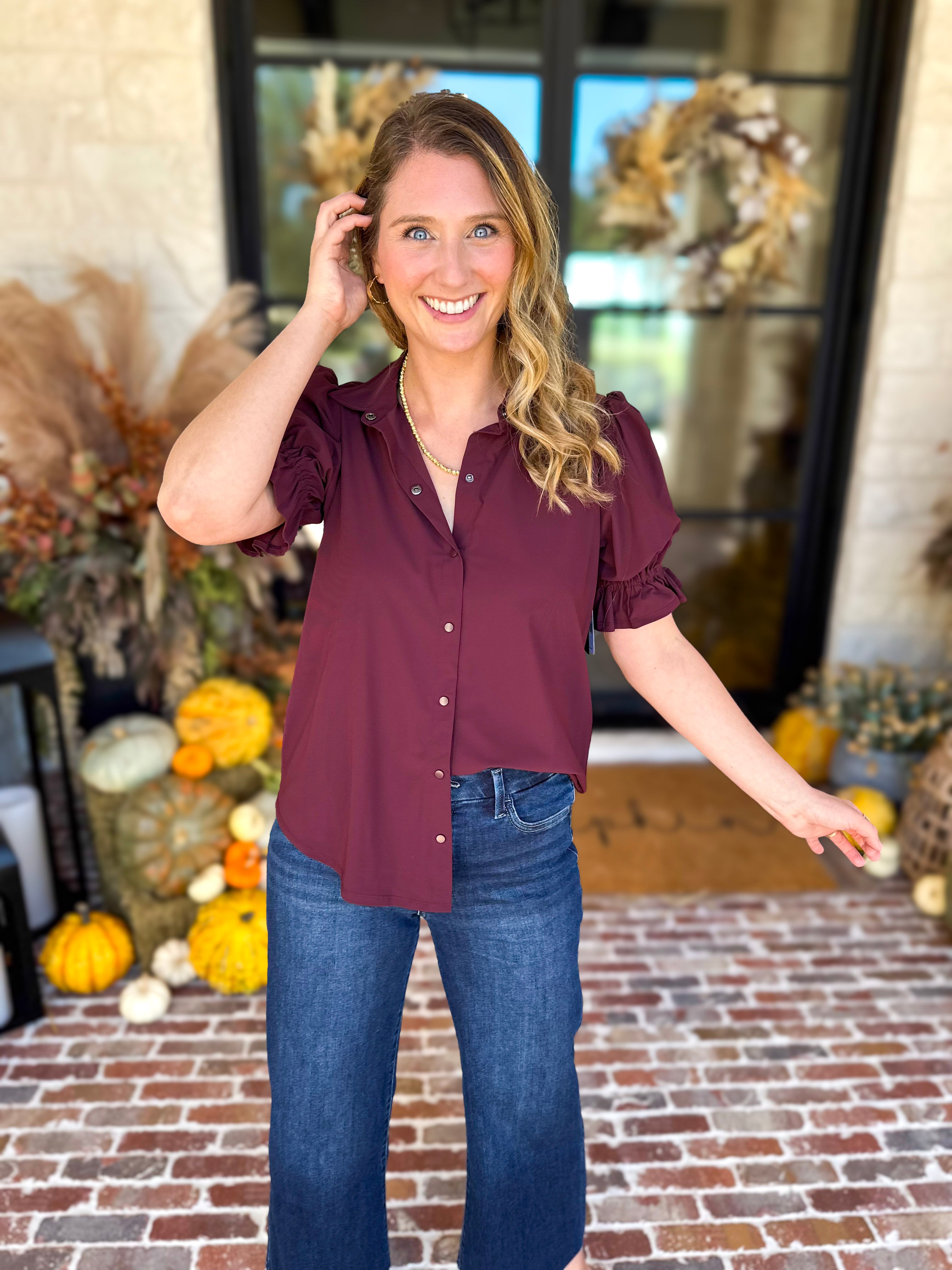 Liverpool - Good Feeling Button Down Top-200 Fashion Blouses-LIVERPOOL JEANS COMPANY-July & June Women's Fashion Boutique Located in San Antonio, Texas