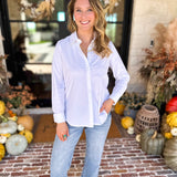 Liverpool - The Classic White Button Down-200 Fashion Blouses-LIVERPOOL JEANS COMPANY-July & June Women's Fashion Boutique Located in San Antonio, Texas