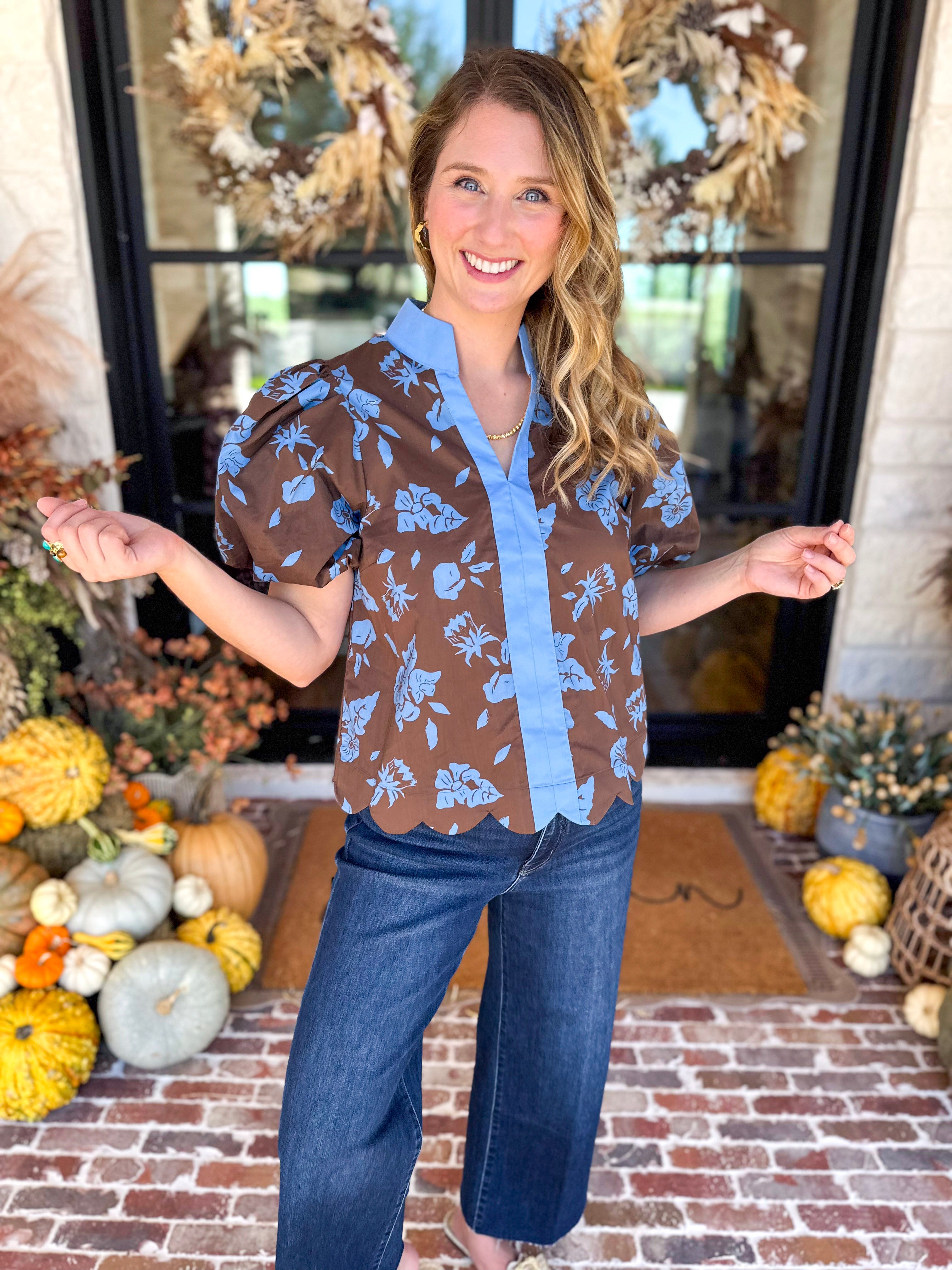 Timeless Blooms Blouse-200 Fashion Blouses-ENTRO-July & June Women's Fashion Boutique Located in San Antonio, Texas