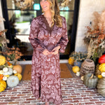Current Air - Mocha Rose Satin Midi Dress-500 Midi-CURRENT AIR CLOTHING-July & June Women's Fashion Boutique Located in San Antonio, Texas