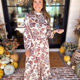 Current Air - Saddlewood Floral Midi Dress-500 Midi-CURRENT AIR CLOTHING-July & June Women's Fashion Boutique Located in San Antonio, Texas