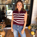 PINK FRIDAY- Half Zip Sweater - Maroon - IN STORE - FINAL SALE-PINK FRIDAY DOORBUSTERS-DOUBLE ZERO-July & June Women's Fashion Boutique Located in San Antonio, Texas