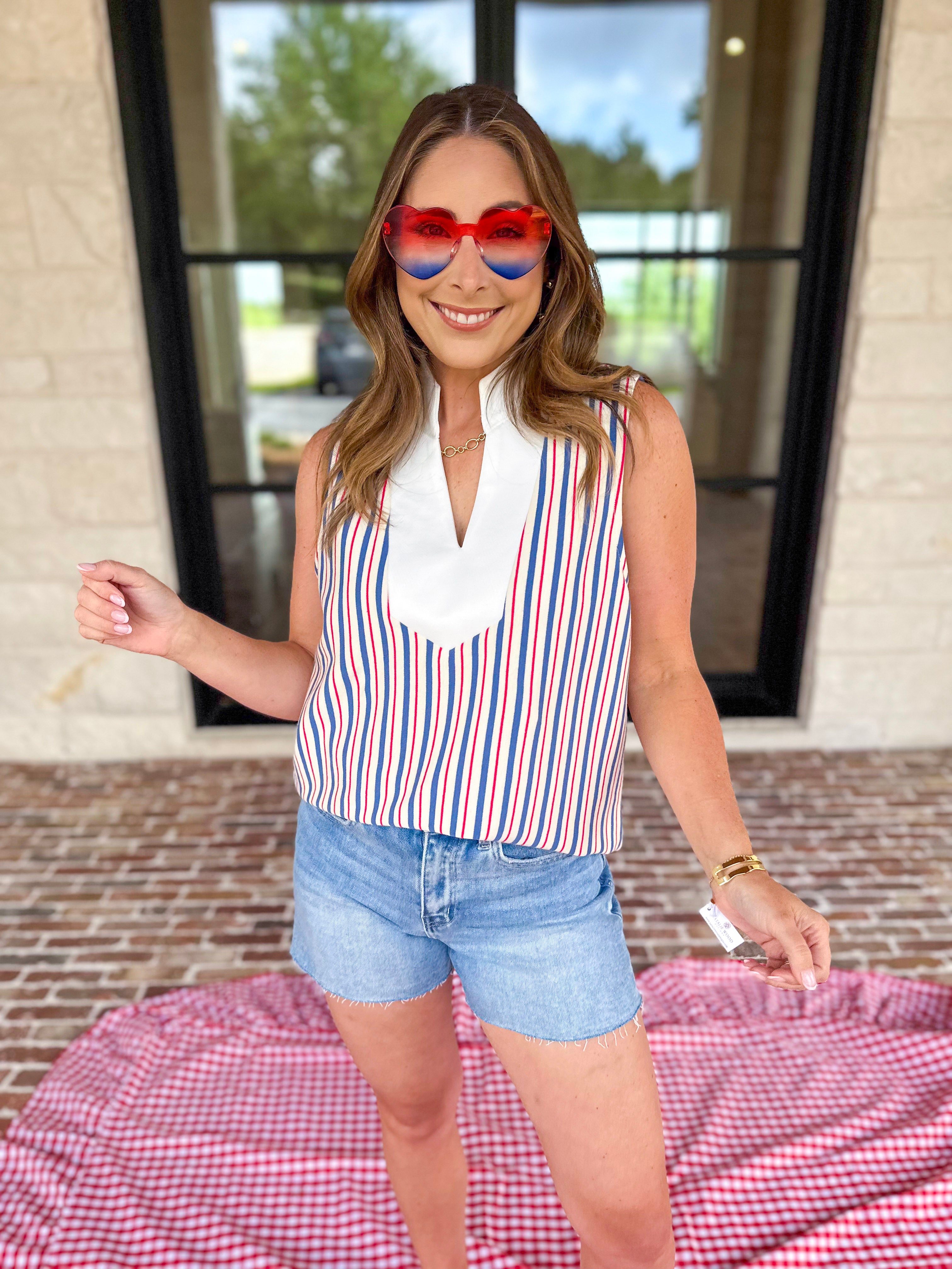 Summer Stripe Elevated Tank-200 Fashion Blouses-ENTRO-July & June Women's Fashion Boutique Located in San Antonio, Texas