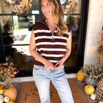 PINK FRIDAY DOORBUSTERS - Half Zip Sweater - Brown - ONLINE - FINAL SALE-PINK FRIDAY DOORBUSTERS-DOUBLE ZERO-July & June Women's Fashion Boutique Located in San Antonio, Texas