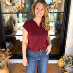 PINK FRIDAY DOORBUSTERS - Short Sleeve Cardigan - Maroon - ONLINE - FINAL SALE-PINK FRIDAY DOORBUSTERS-BLU PEPPER-July & June Women's Fashion Boutique Located in San Antonio, Texas