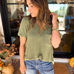 PINK FRIDAY DOORBUSTERS - Ribbed Top - Olive - ONLINE - FINAL SALE-PINK FRIDAY DOORBUSTERS-ENTRO-July & June Women's Fashion Boutique Located in San Antonio, Texas