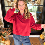 PINK FRIDAY DOORBUSTERS - Henley Polo Top - Red - ONLINE - FINAL SALE-PINK FRIDAY DOORBUSTERS-DOUBLE ZERO-July & June Women's Fashion Boutique Located in San Antonio, Texas