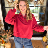 PINK FRIDAY DOORBUSTERS - Henley Polo Top - Red - ONLINE - FINAL SALE-PINK FRIDAY DOORBUSTERS-DOUBLE ZERO-July & June Women's Fashion Boutique Located in San Antonio, Texas