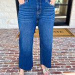 Vervet - Mid Rise Dark Wash Wide Leg Jeans-400 Pants-VEVERT BY FLYING MONKEY-July & June Women's Fashion Boutique Located in San Antonio, Texas