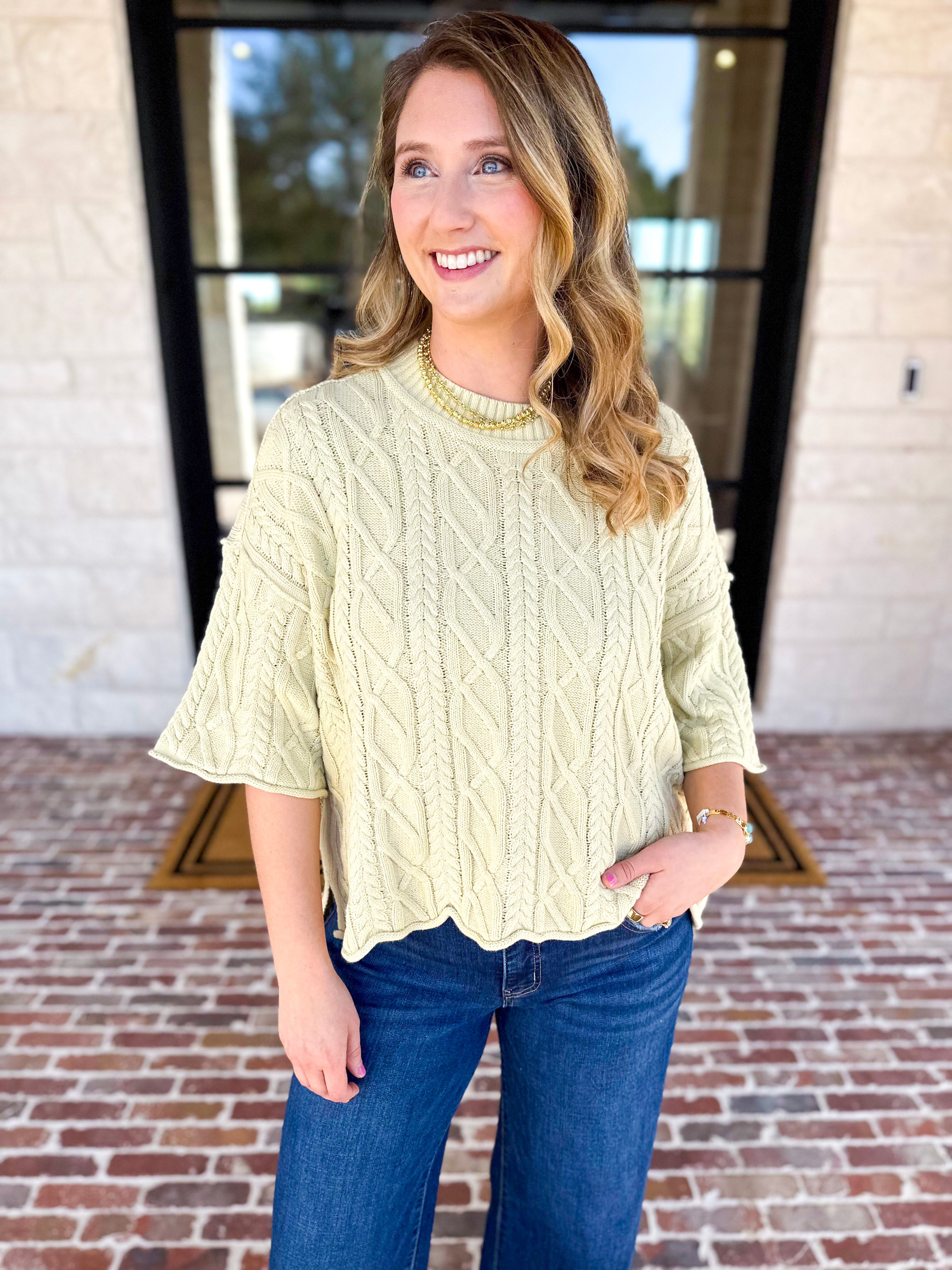 The Bailee Sweater Top - Kiwi-230 Sweaters/Cardis-RAE MODE-July & June Women's Fashion Boutique Located in San Antonio, Texas