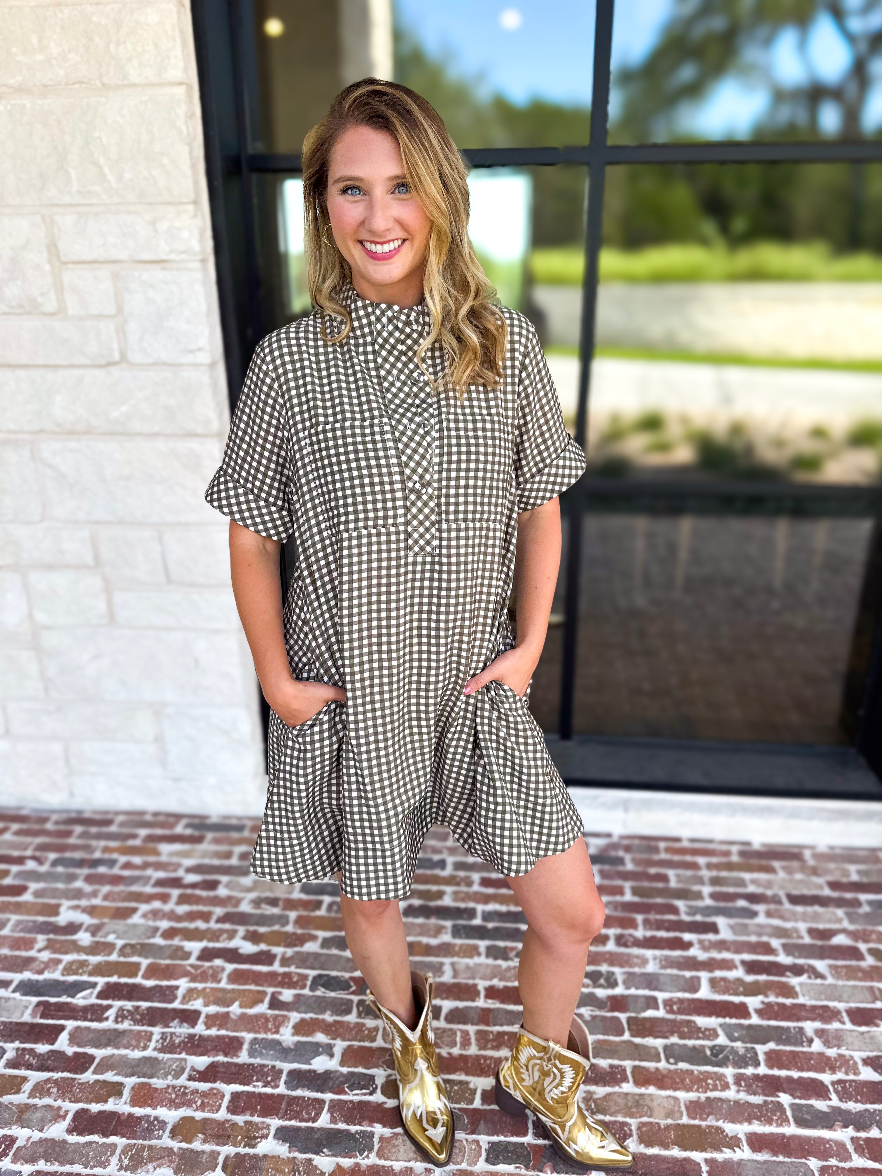 Fall Transition Mini Dress - Olive-510 Mini-ENTRO-July & June Women's Fashion Boutique Located in San Antonio, Texas
