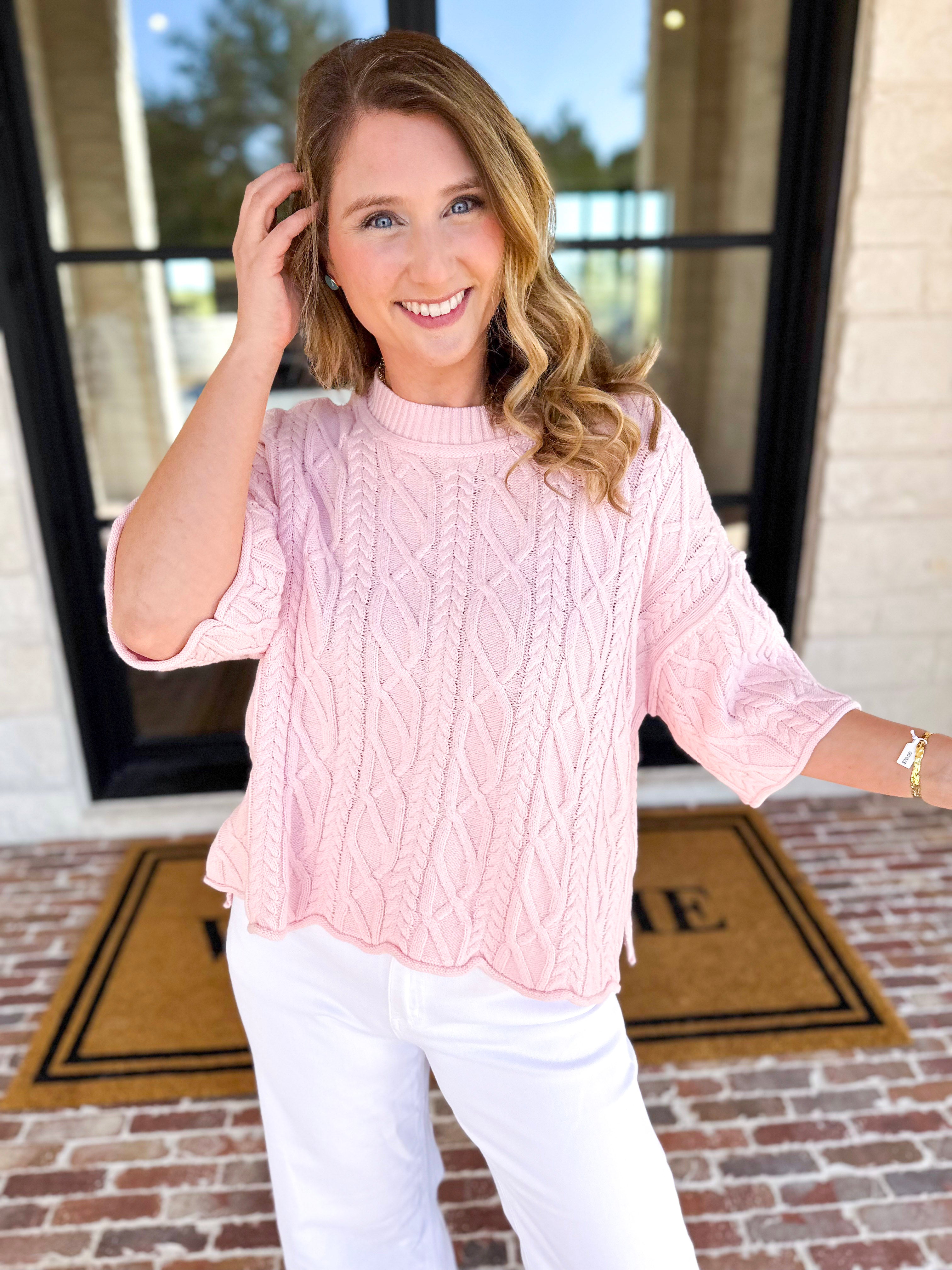 The Bailee Sweater Top - Pink-230 Sweaters/Cardis-RAE MODE-July & June Women's Fashion Boutique Located in San Antonio, Texas