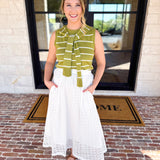 White Eyelet Midi Skirt-410 Shorts/Skirts-ENTRO-July & June Women's Fashion Boutique Located in San Antonio, Texas