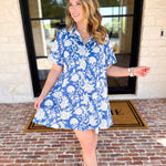 Bold Blue Paisley Mini Dress-510 Mini-FATE-July & June Women's Fashion Boutique Located in San Antonio, Texas