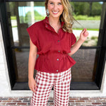 Worn Well Zip-Up Top - Brick-200 Fashion Blouses-ENTRO-July & June Women's Fashion Boutique Located in San Antonio, Texas