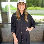 Black Scalloped Short Set-510 Mini-ENTRO-July & June Women's Fashion Boutique Located in San Antonio, Texas