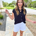 Current Air - Classic Button Down Blouse - Black-200 Fashion Blouses-CURRENT AIR CLOTHING-July & June Women's Fashion Boutique Located in San Antonio, Texas