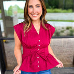 The Marlow Blouse - Maroon-200 Fashion Blouses-ENTRO-July & June Women's Fashion Boutique Located in San Antonio, Texas