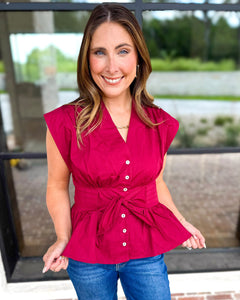 The Marlow Blouse - Maroon-200 Fashion Blouses-ENTRO-July & June Women's Fashion Boutique Located in San Antonio, Texas