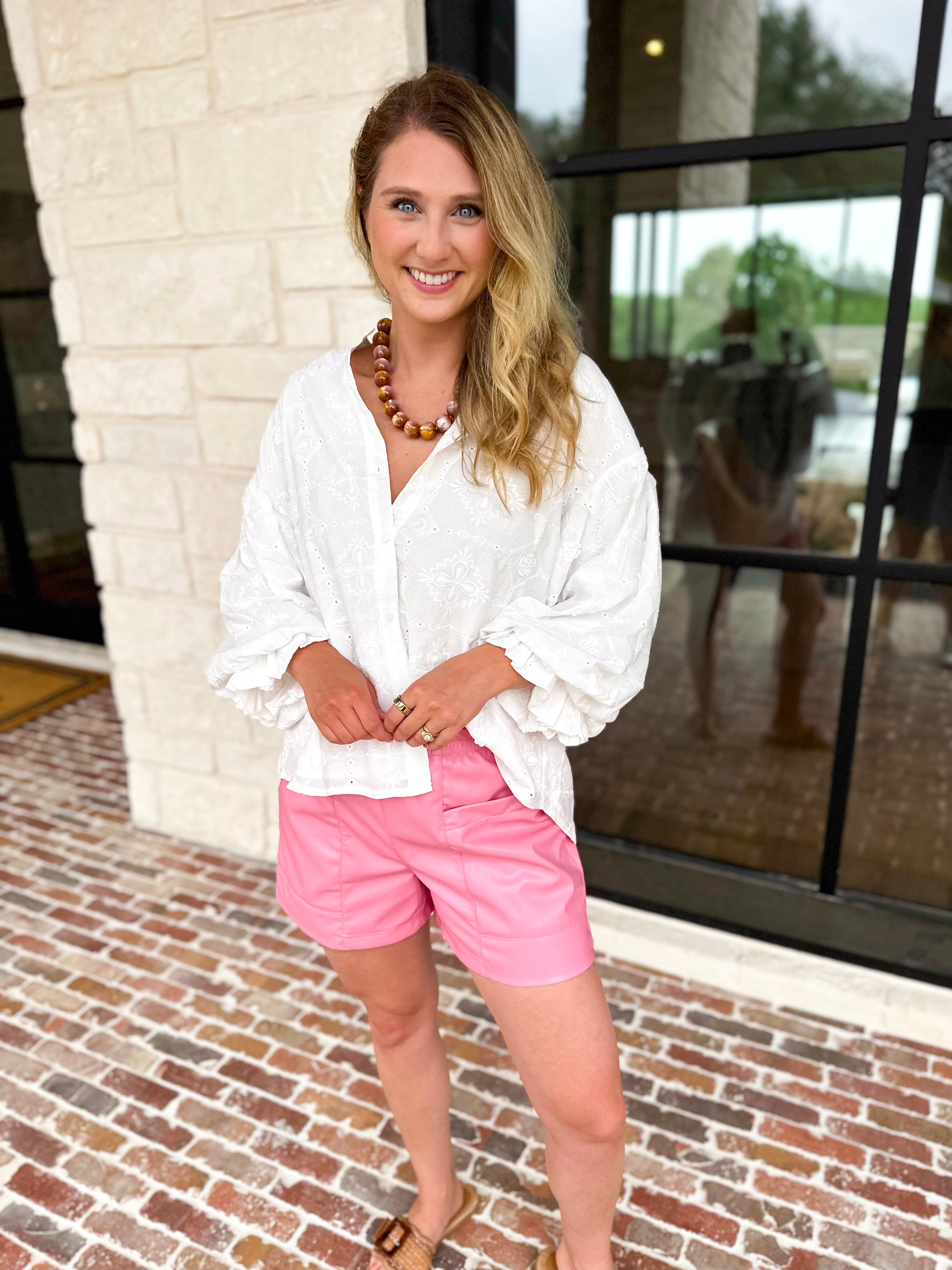 Sweet Lace Button Down Blouse-200 Fashion Blouses-FATE-July & June Women's Fashion Boutique Located in San Antonio, Texas