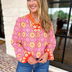 The Retro Pink Blouse-200 Fashion Blouses-FATE-July & June Women's Fashion Boutique Located in San Antonio, Texas