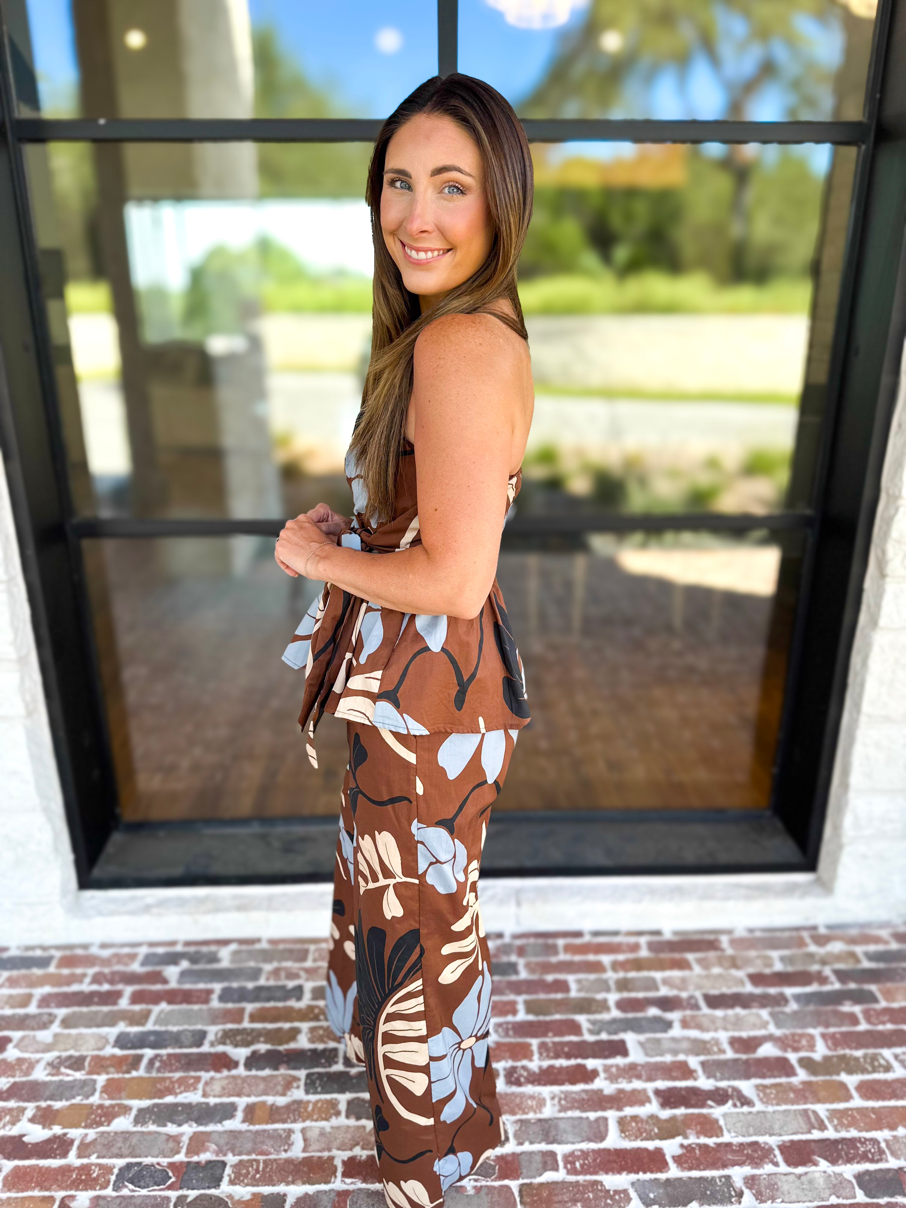 Sunset Floral Set - Brown-500 Midi-ENTRO-July & June Women's Fashion Boutique Located in San Antonio, Texas