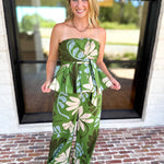 Sunset Floral Set - Matcha Green-500 Midi-ENTRO-July & June Women's Fashion Boutique Located in San Antonio, Texas
