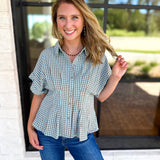 Living Life Gingham Top - Coco Sky-200 Fashion Blouses-ENTRO-July & June Women's Fashion Boutique Located in San Antonio, Texas