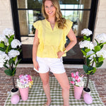 Lemon Drop Blouse-200 Fashion Blouses-IN FEBRUARY-July & June Women's Fashion Boutique Located in San Antonio, Texas