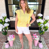 Lemon Drop Blouse-200 Fashion Blouses-IN FEBRUARY-July & June Women's Fashion Boutique Located in San Antonio, Texas
