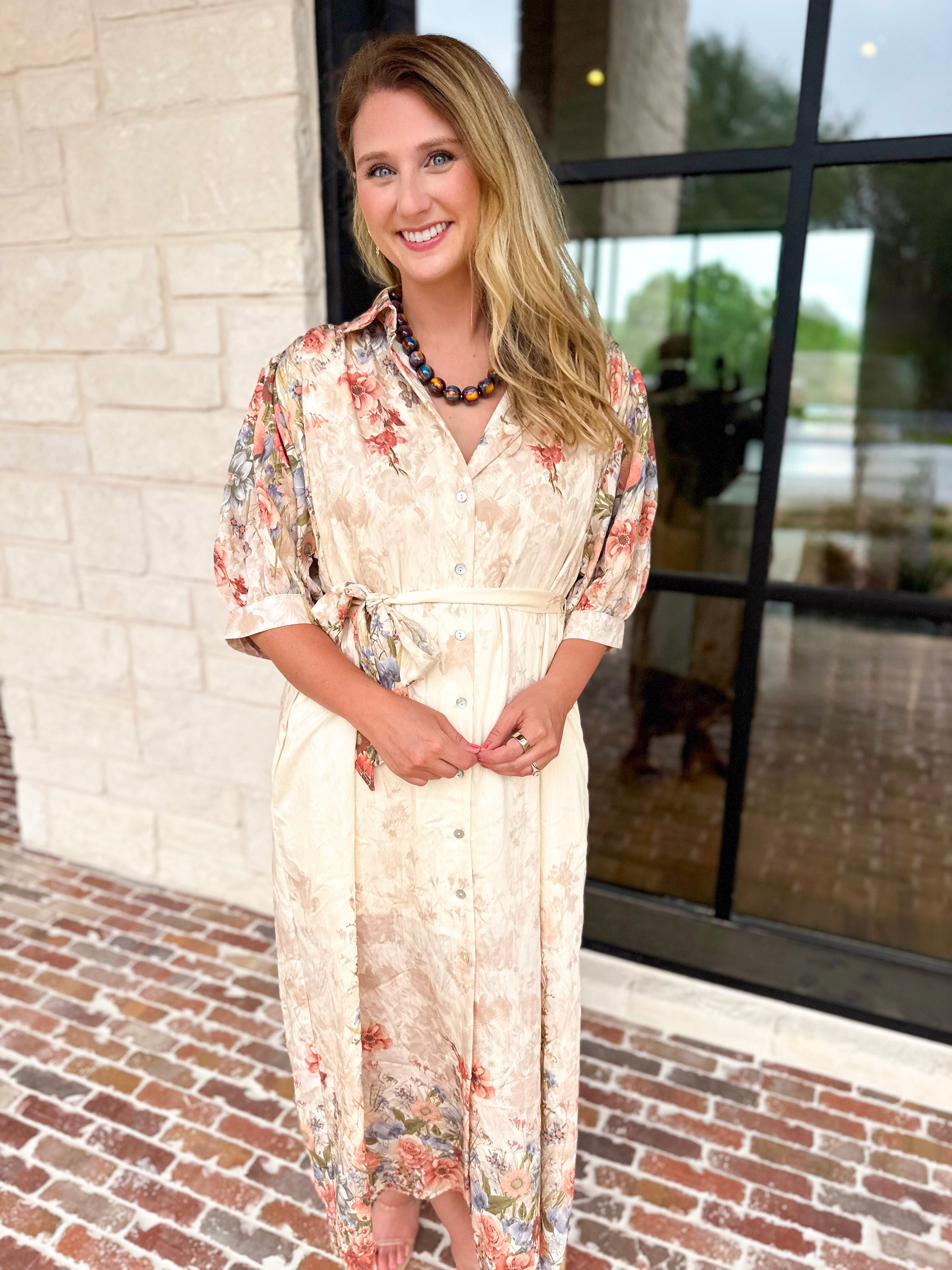 Garden Party Midi Dress-500 Midi-ENTRO-July & June Women's Fashion Boutique Located in San Antonio, Texas
