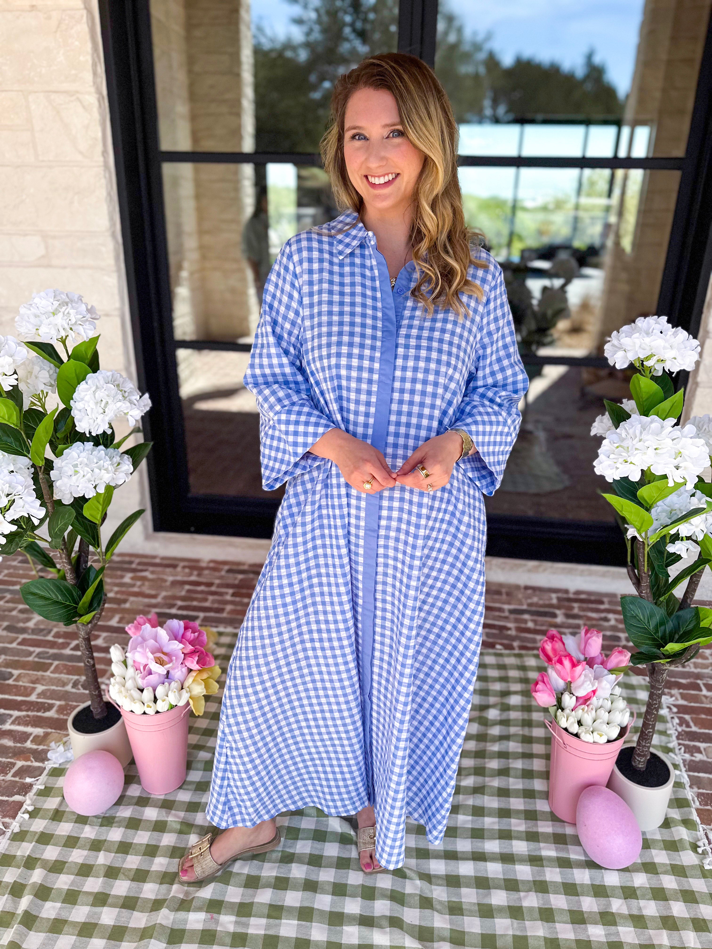 Spring Dreams Midi Dress - Blue-500 Midi-ENTRO-July & June Women's Fashion Boutique Located in San Antonio, Texas