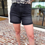 Vervet - High Rise Black Jean Shorts-410 Shorts/Skirts-VEVERT BY FLYING MONKEY-July & June Women's Fashion Boutique Located in San Antonio, Texas