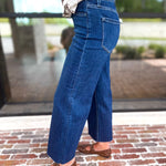 Vervet - High Rise Dark Trouser Style Jeans-420 Denim-VEVERT BY FLYING MONKEY-July & June Women's Fashion Boutique Located in San Antonio, Texas