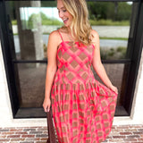 Carried Away Midi Dress - Coral-500 Midi-ENTRO-July & June Women's Fashion Boutique Located in San Antonio, Texas