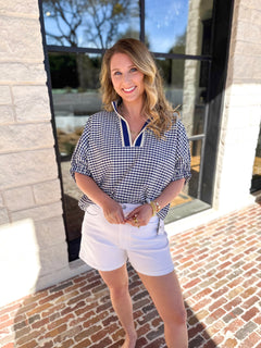 The Soft Statement Blouse - Navy-200 Fashion Blouses-ENTRO-July & June Women's Fashion Boutique Located in San Antonio, Texas