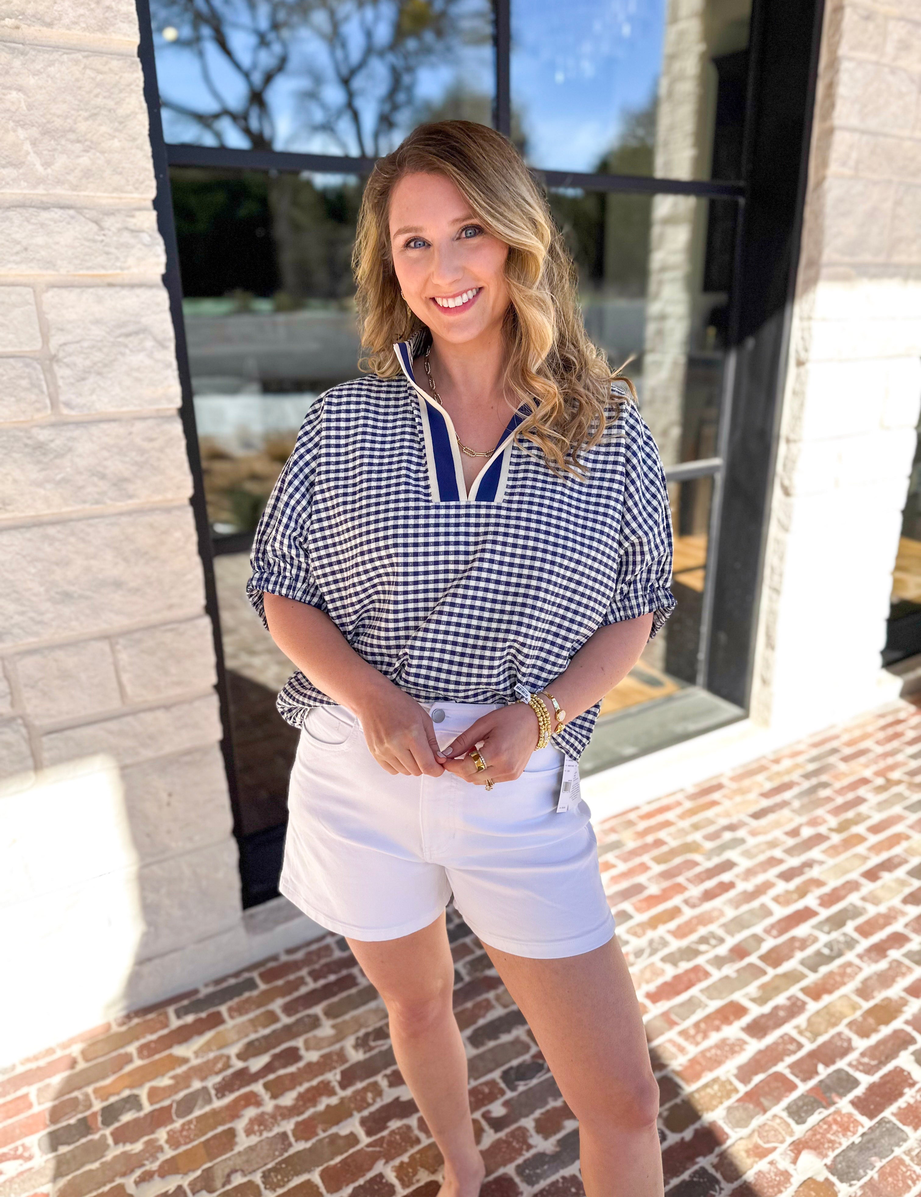 The Soft Statement Blouse - Navy-200 Fashion Blouses-ENTRO-July & June Women's Fashion Boutique Located in San Antonio, Texas