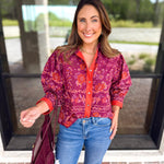 Spiced Plum Floral Blouse-200 Fashion Blouses-ENTRO-July & June Women's Fashion Boutique Located in San Antonio, Texas