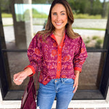 Spiced Plum Floral Blouse-200 Fashion Blouses-ENTRO-July & June Women's Fashion Boutique Located in San Antonio, Texas