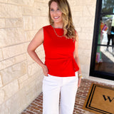 Current Air - Elevated Wrap Tank - Red-200 Fashion Blouses-CURRENT AIR CLOTHING-July & June Women's Fashion Boutique Located in San Antonio, Texas