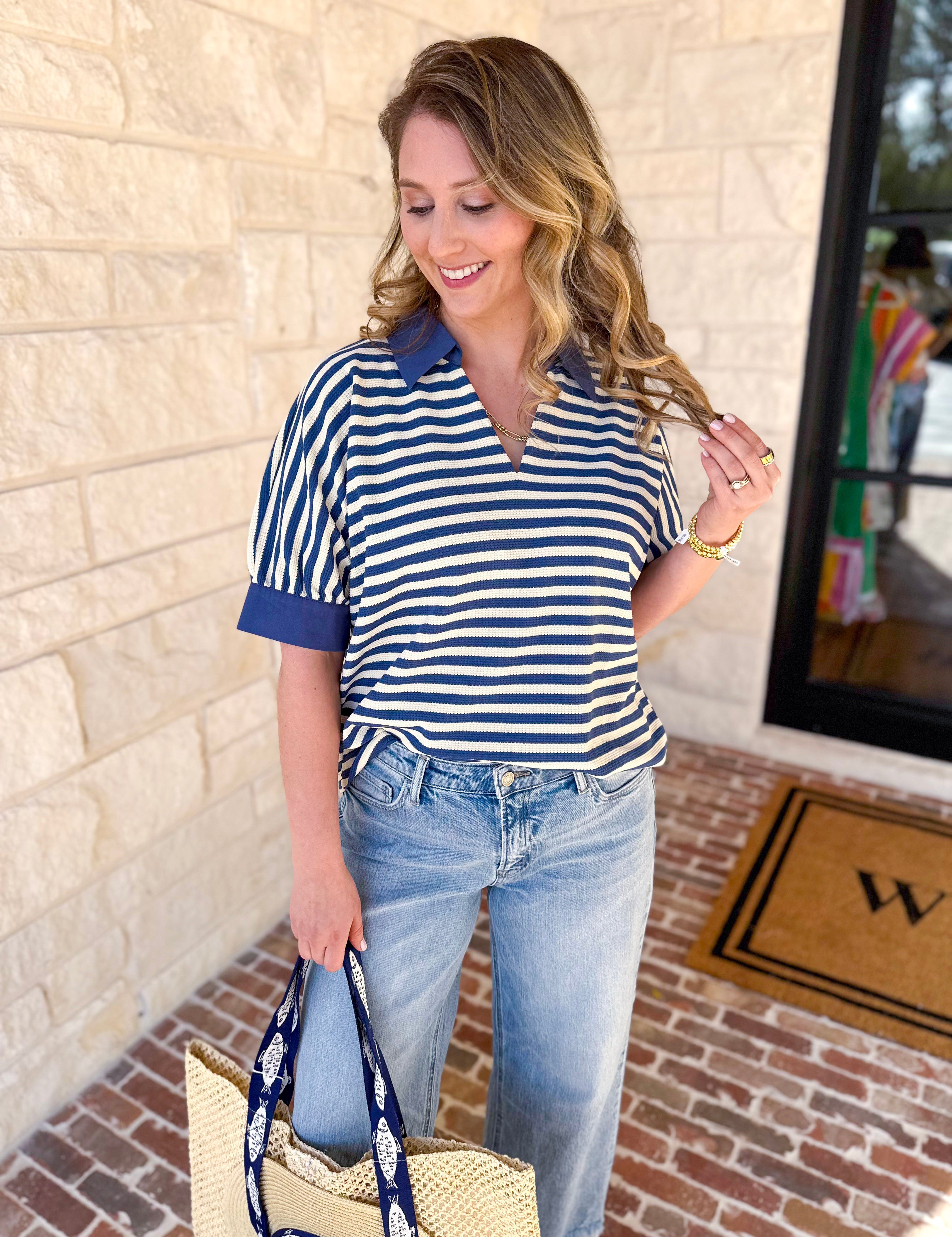 The Everyday Pick Top - Blue-200 Fashion Blouses-JODIFL-July & June Women's Fashion Boutique Located in San Antonio, Texas