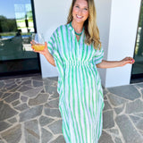 MARY SQUARE - Priscilla Short Beach Dress - Seafoam Stripe-300 Athleisure/Lounge-MARY SQUARE-July & June Women's Fashion Boutique Located in San Antonio, Texas
